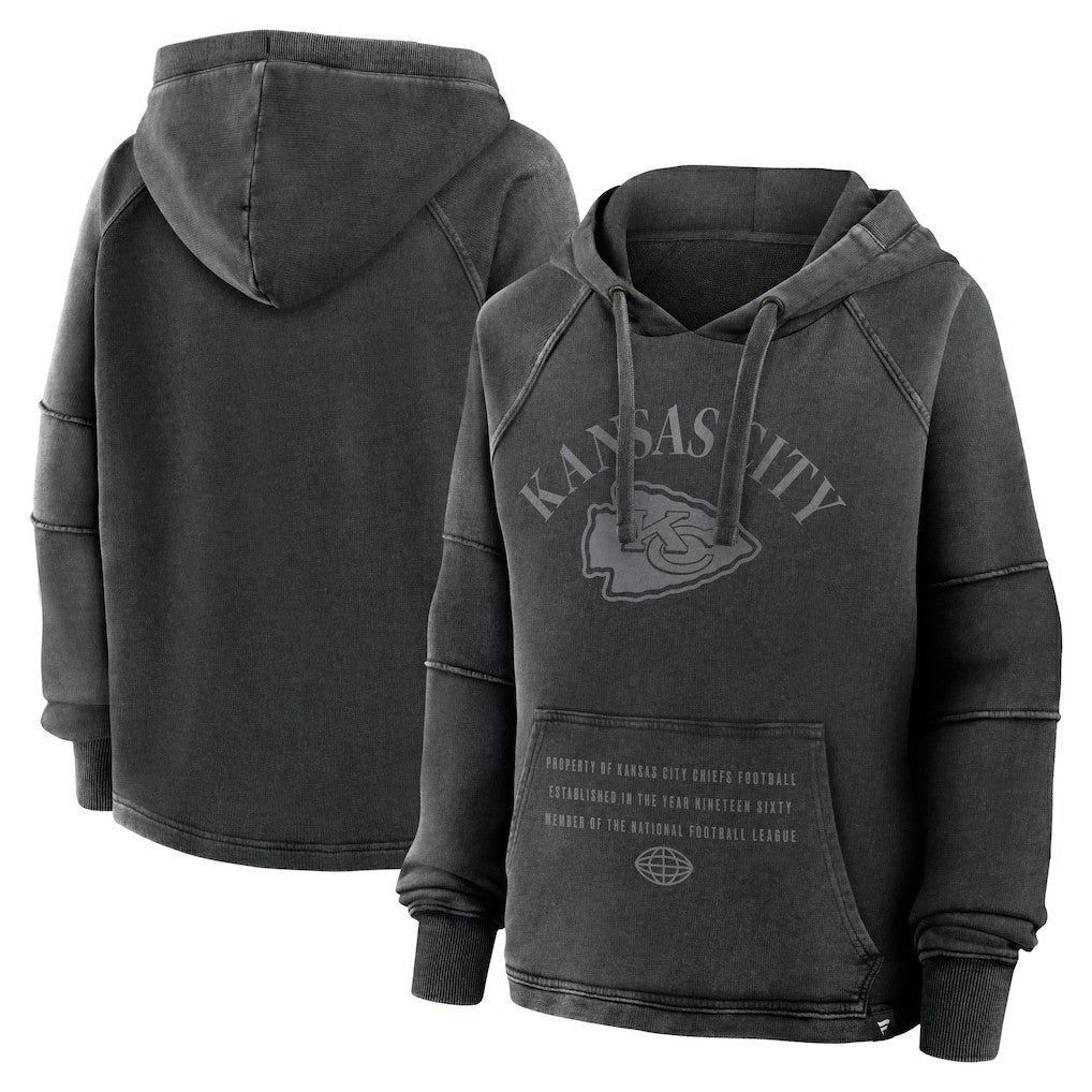 Kansas City Chiefs Women's Oversized Raglan Gridiron Hoodie Black