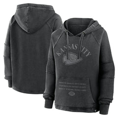 Kansas City Chiefs Women's Oversized Raglan Gridiron Hoodie Black