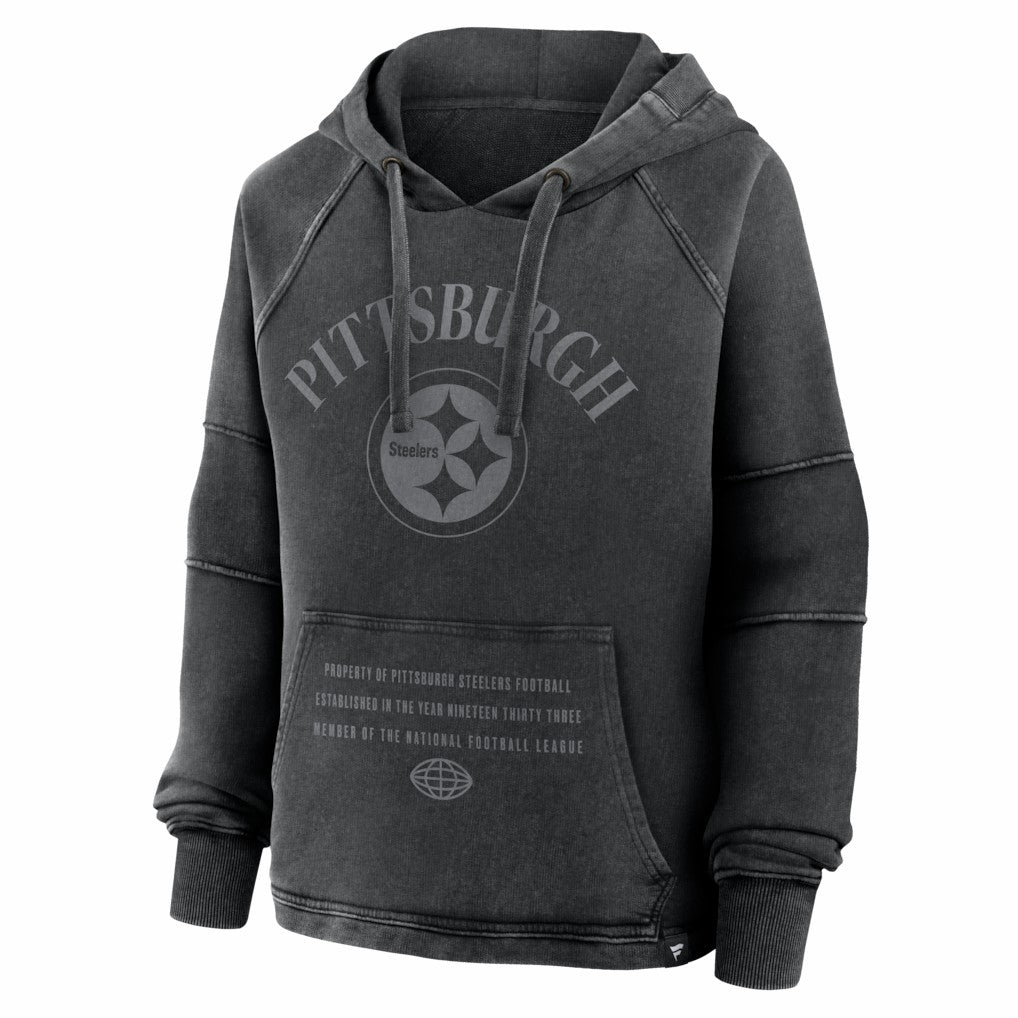 Pittsburgh Steelers Women's Oversized Raglan Gridiron Hoodie Black