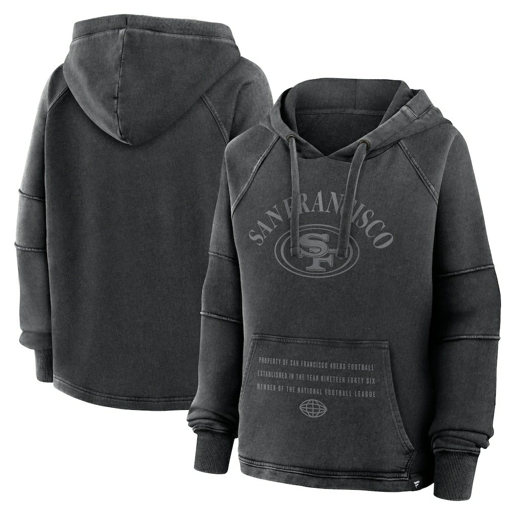 San Francisco 49ers Women's Oversized Raglan Gridiron Hoodie Black
