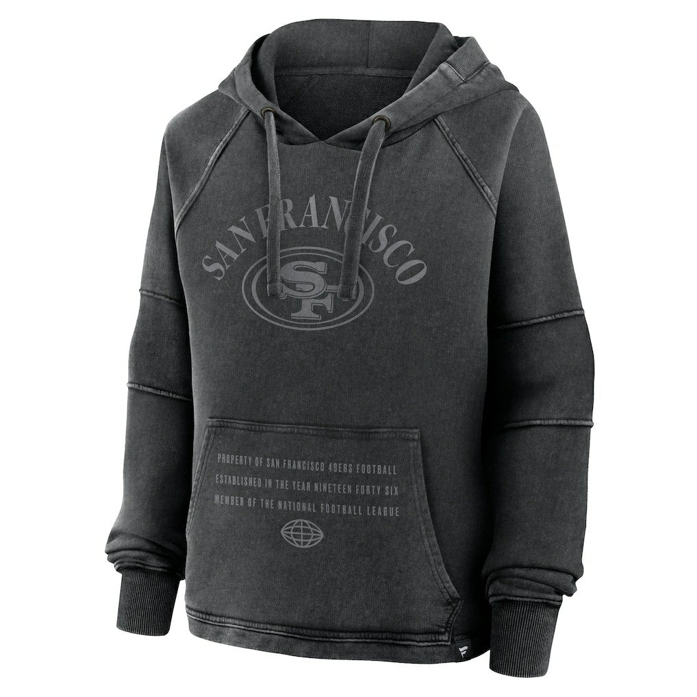 San Francisco 49ers Women's Oversized Raglan Gridiron Hoodie Black