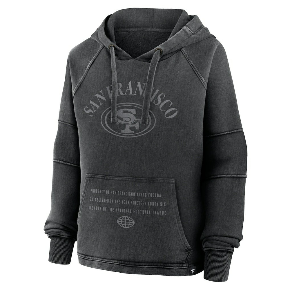 San Francisco 49ers Women's Oversized Raglan Gridiron Hoodie Black