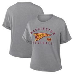 Washington Commanders Women's Pennant Wave Tribute Tri-Blend Boxy T-Shirt Heather Gray
