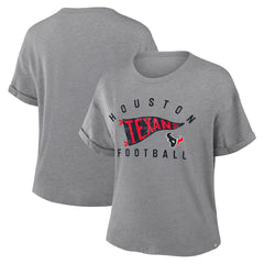 Houston Texans Women's Pennant Wave Tribute Tri-Blend Boxy T-Shirt Heather Gray