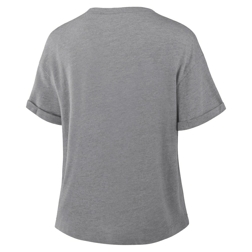 Cincinnati Bengals Women's Pennant Wave Tribute Tri-Blend Boxy T-Shirt Heather Gray