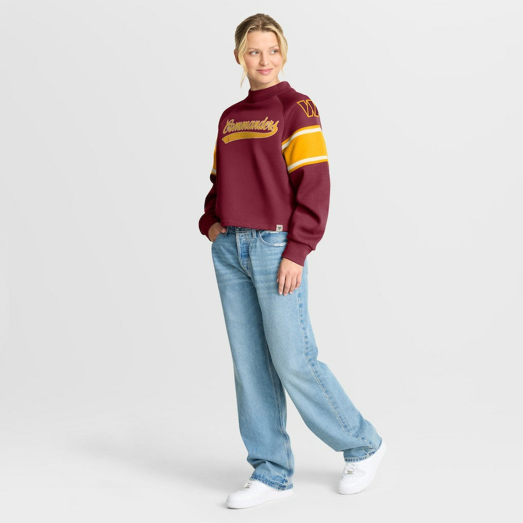 Washington Commanders Oversized Hometown Toss Sweep Mock Neck Pullover Burgundy
