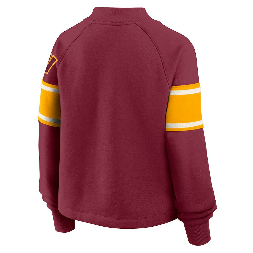 Washington Commanders Oversized Hometown Toss Sweep Mock Neck Pullover Burgundy