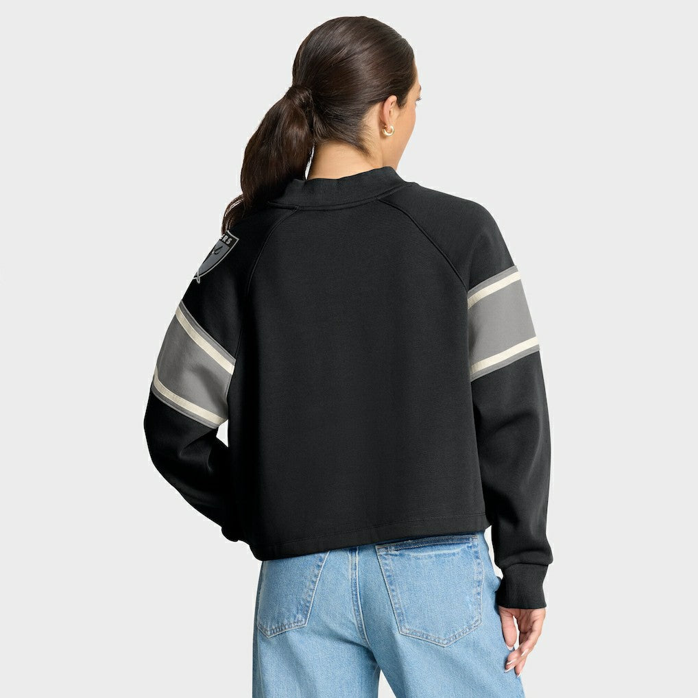 Las Vegas Raiders Oversized Hometown Toss Sweep Mock Neck Pullover Black