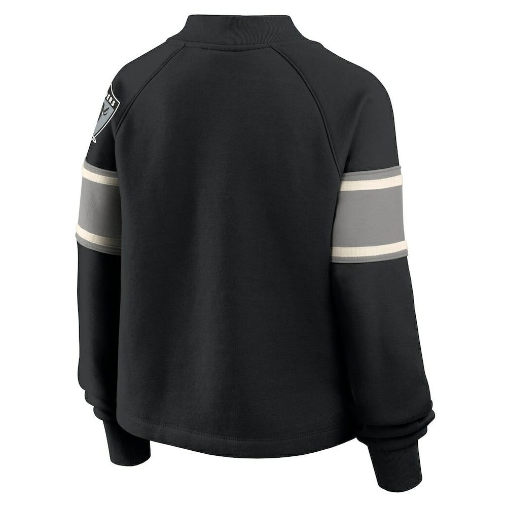 Las Vegas Raiders Oversized Hometown Toss Sweep Mock Neck Pullover Black