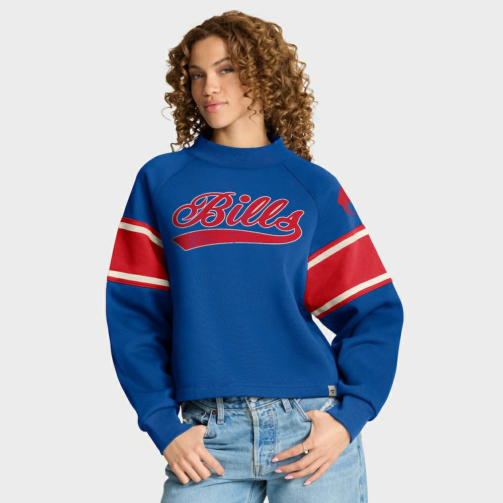 Buffalo Bills Oversized Hometown Toss Sweep Mock Neck Pullover Royal