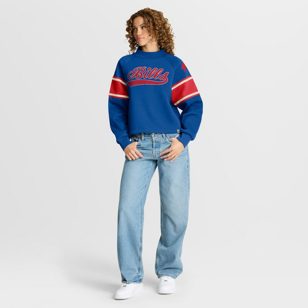 Buffalo Bills Oversized Hometown Toss Sweep Mock Neck Pullover Royal