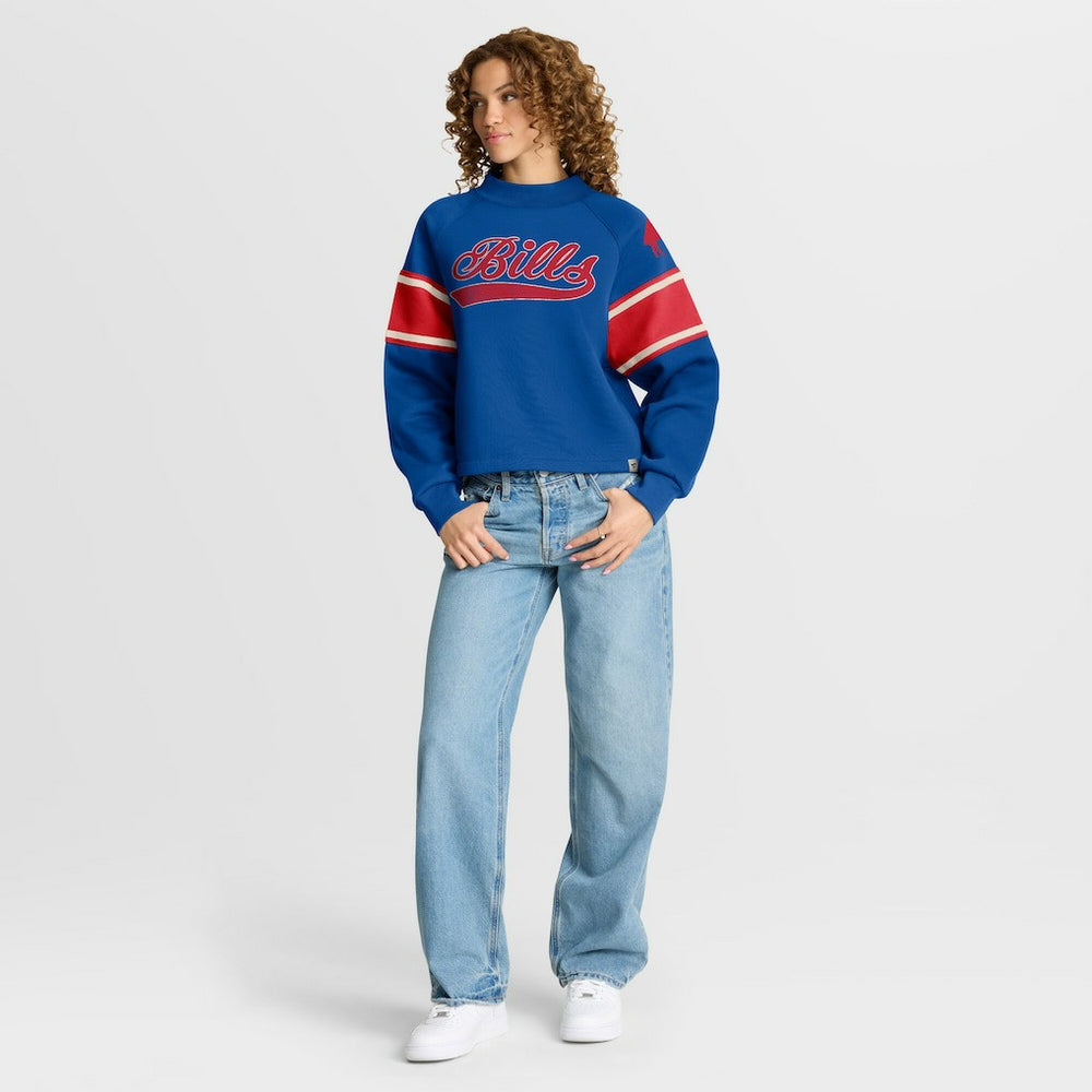 Buffalo Bills Oversized Hometown Toss Sweep Mock Neck Pullover Royal