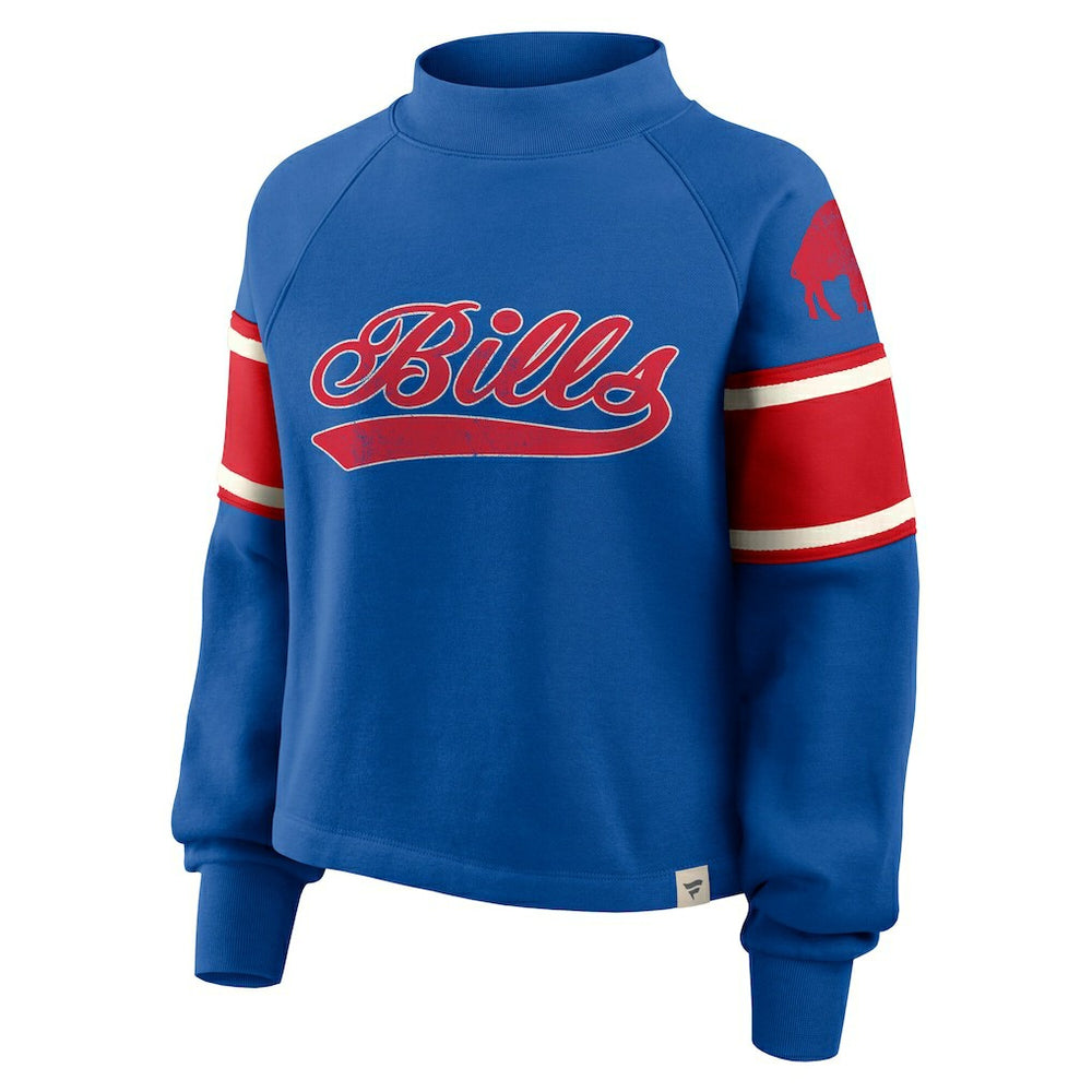 Buffalo Bills Oversized Hometown Toss Sweep Mock Neck Pullover Royal