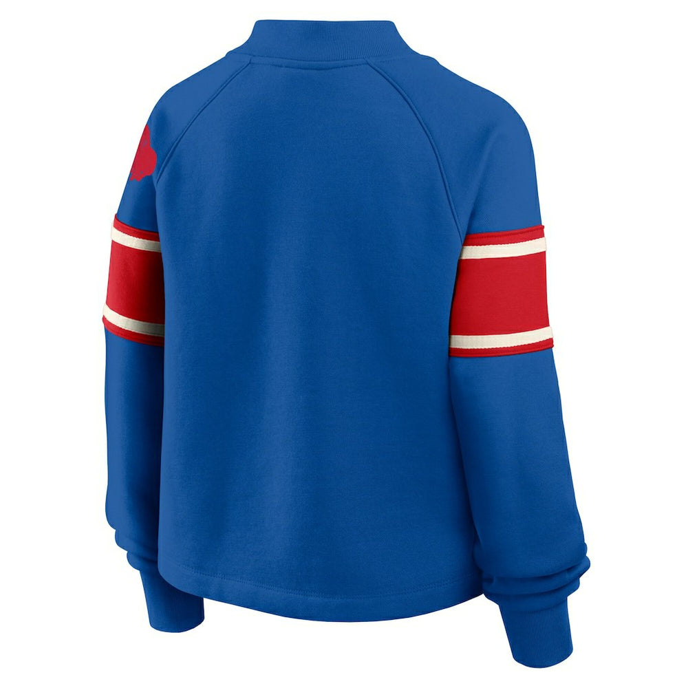 Buffalo Bills Oversized Hometown Toss Sweep Mock Neck Pullover Royal