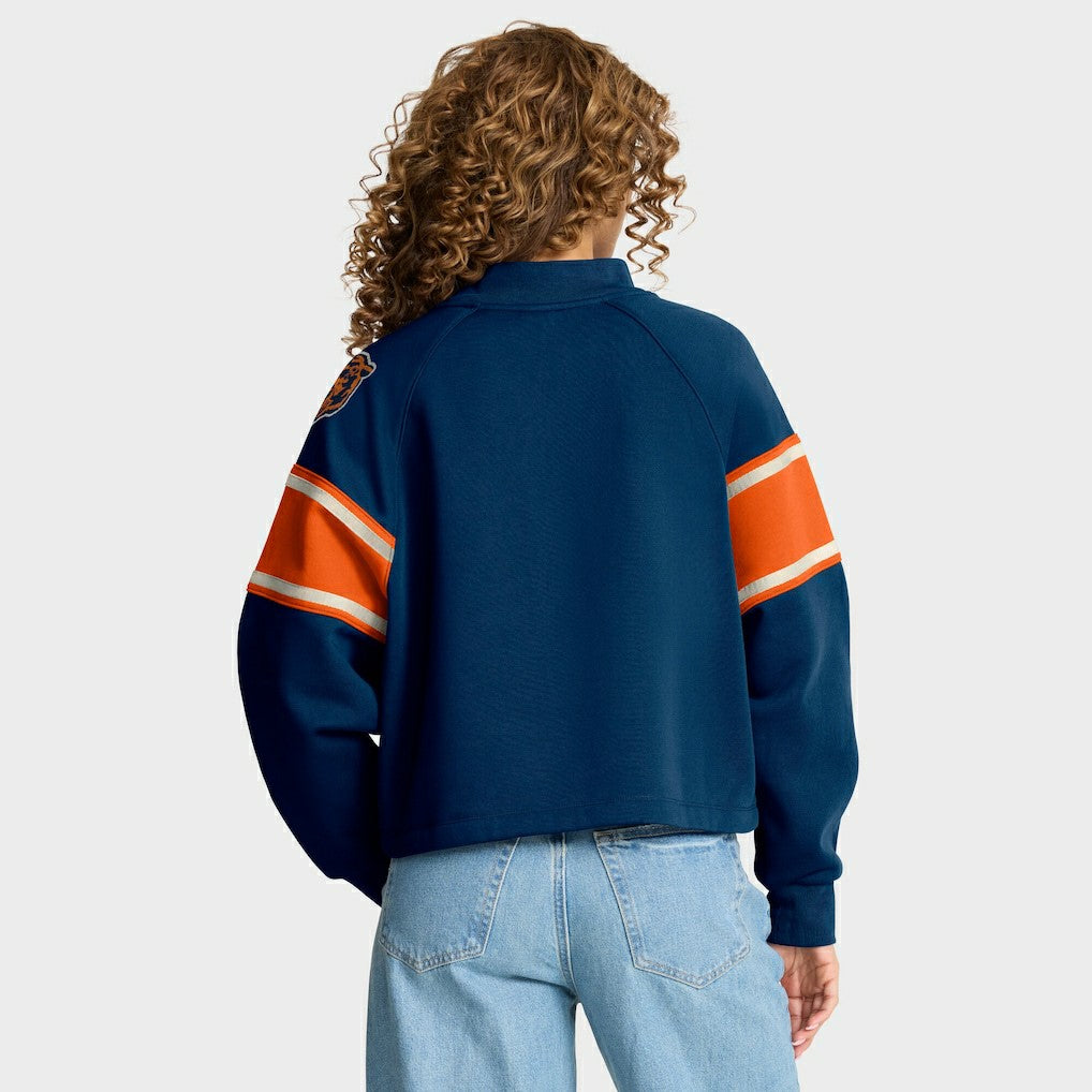 Chicago Bears Oversized Hometown Toss Sweep Mock Neck Pullover Navy