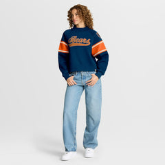 Chicago Bears Oversized Hometown Toss Sweep Mock Neck Pullover Navy