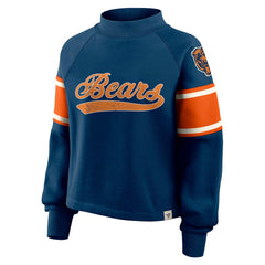 Chicago Bears Oversized Hometown Toss Sweep Mock Neck Pullover Navy