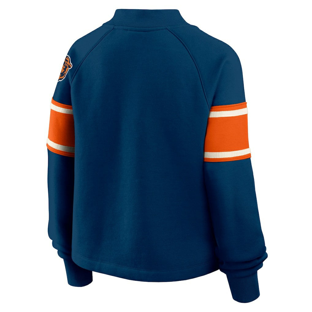 Chicago Bears Oversized Hometown Toss Sweep Mock Neck Pullover Navy