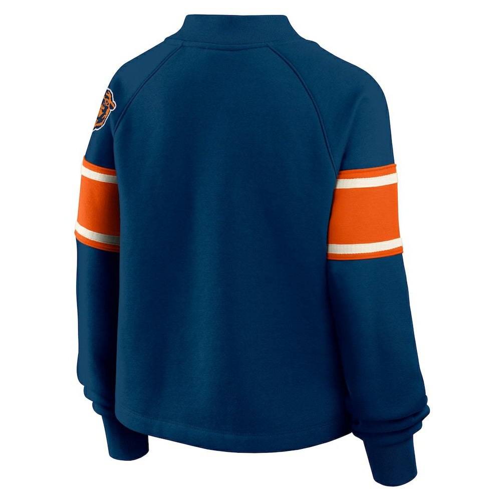 Chicago Bears Oversized Hometown Toss Sweep Mock Neck Pullover Navy
