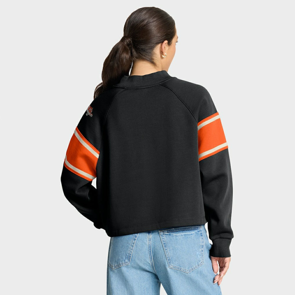 Cincinnati Bengals Oversized Hometown Toss Sweep Mock Neck Pullover Black