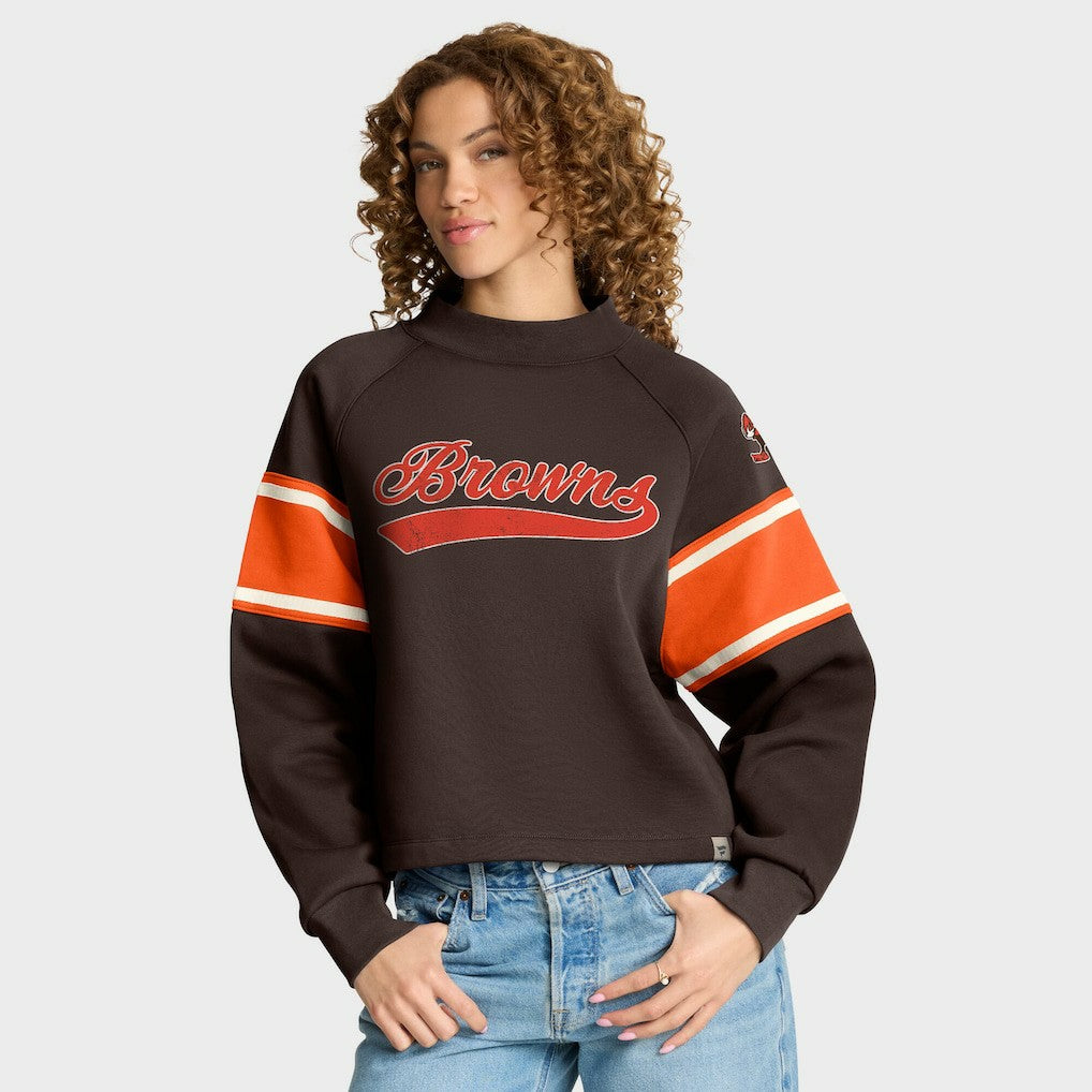 Cleveland Browns Oversized Hometown Toss Sweep Mock Neck Pullover Brown