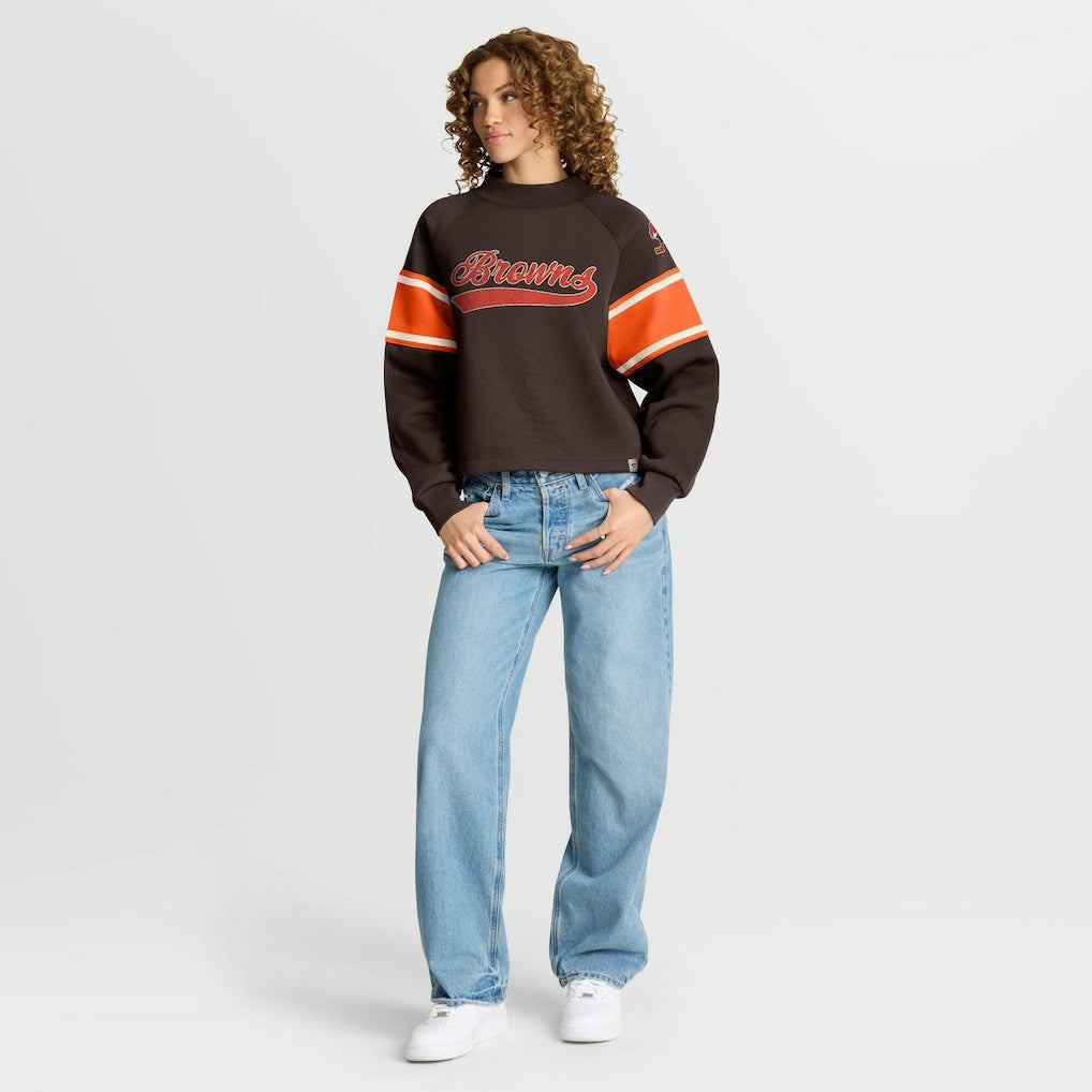 Cleveland Browns Oversized Hometown Toss Sweep Mock Neck Pullover Brown