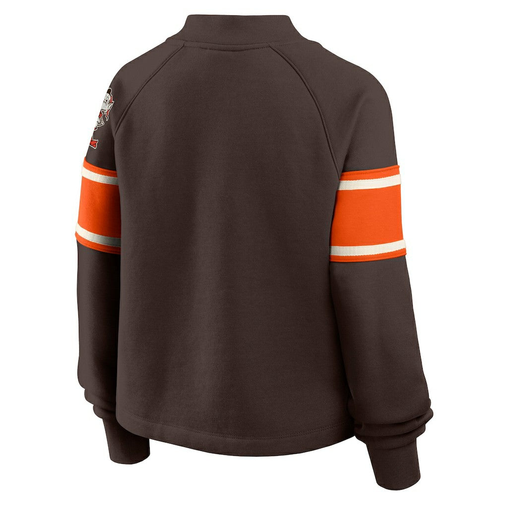 Cleveland Browns Oversized Hometown Toss Sweep Mock Neck Pullover Brown