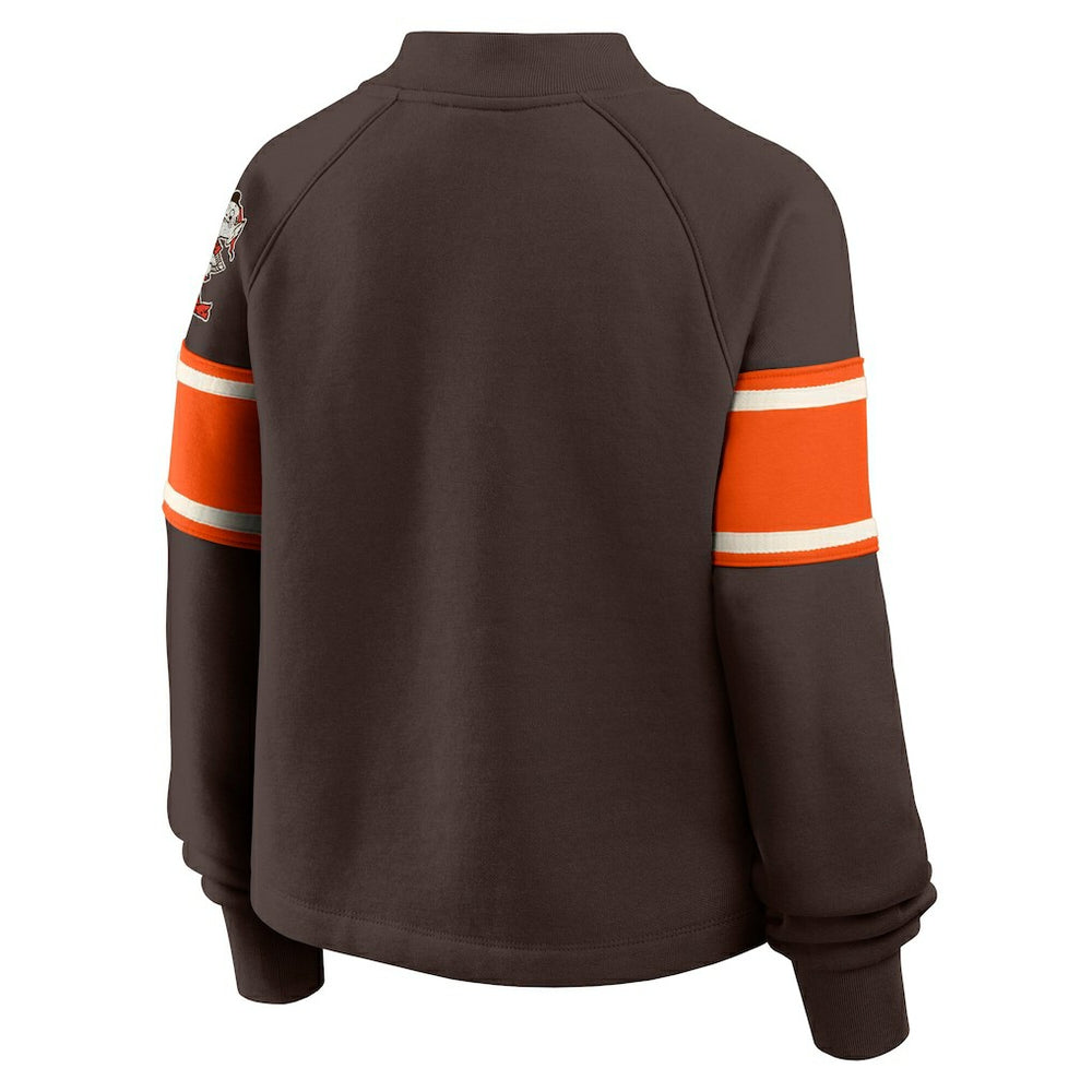 Cleveland Browns Oversized Hometown Toss Sweep Mock Neck Pullover Brown