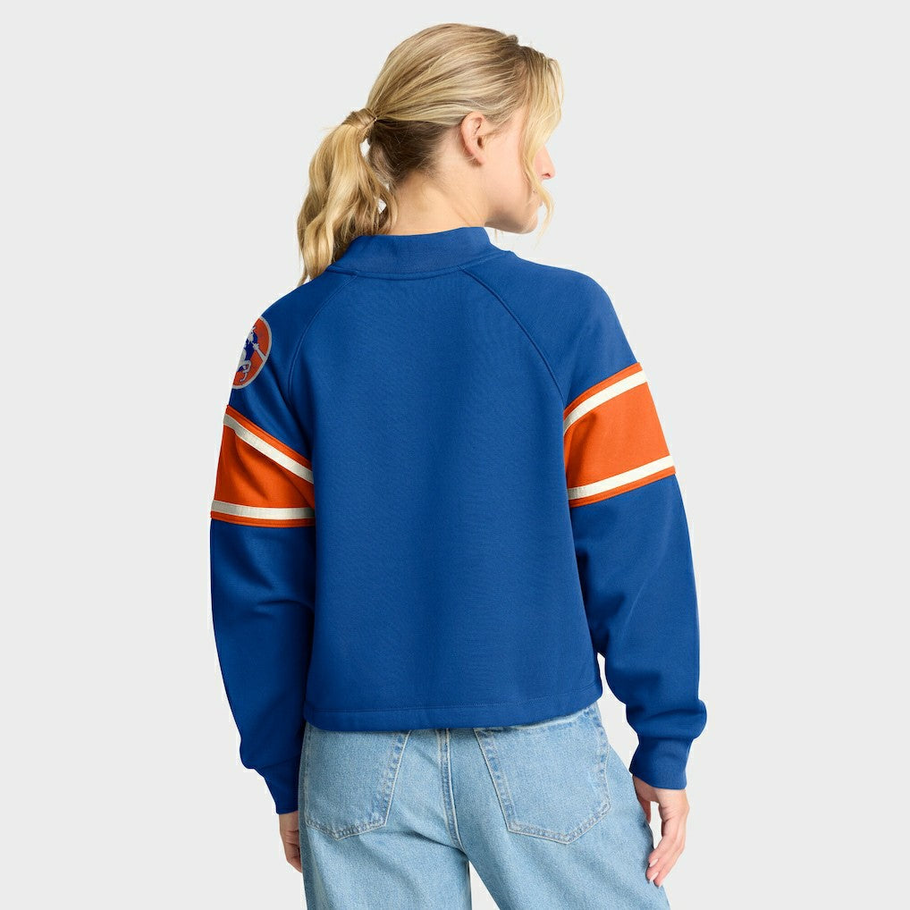 Denver Broncos Oversized Hometown Toss Sweep Mock Neck Pullover Royal