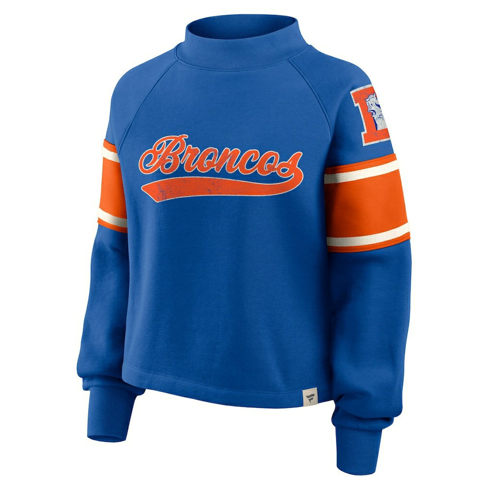 Denver Broncos Oversized Hometown Toss Sweep Mock Neck Pullover Royal