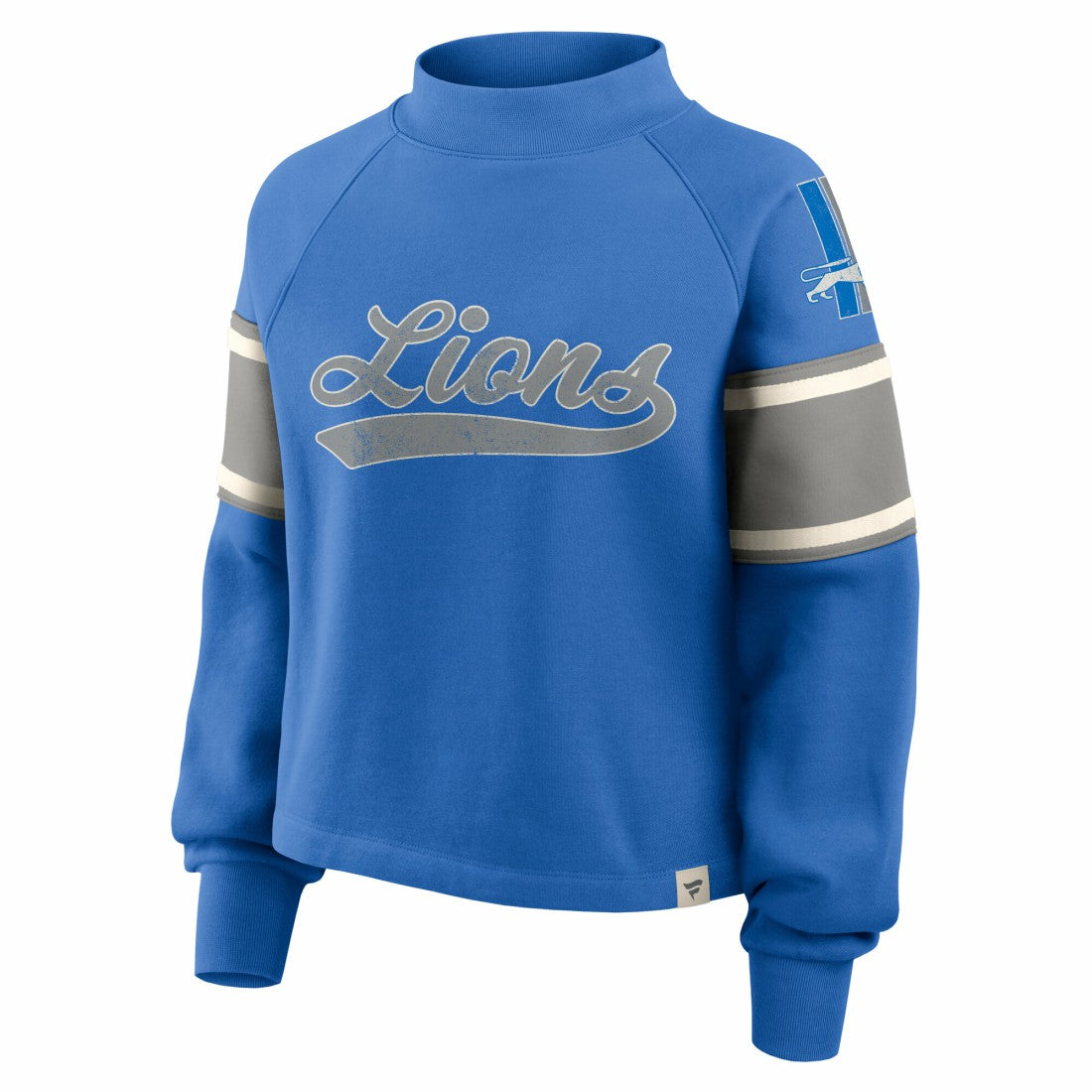 Detroit Lions Oversized Hometown Toss Sweep Mock Neck Pullover Blue