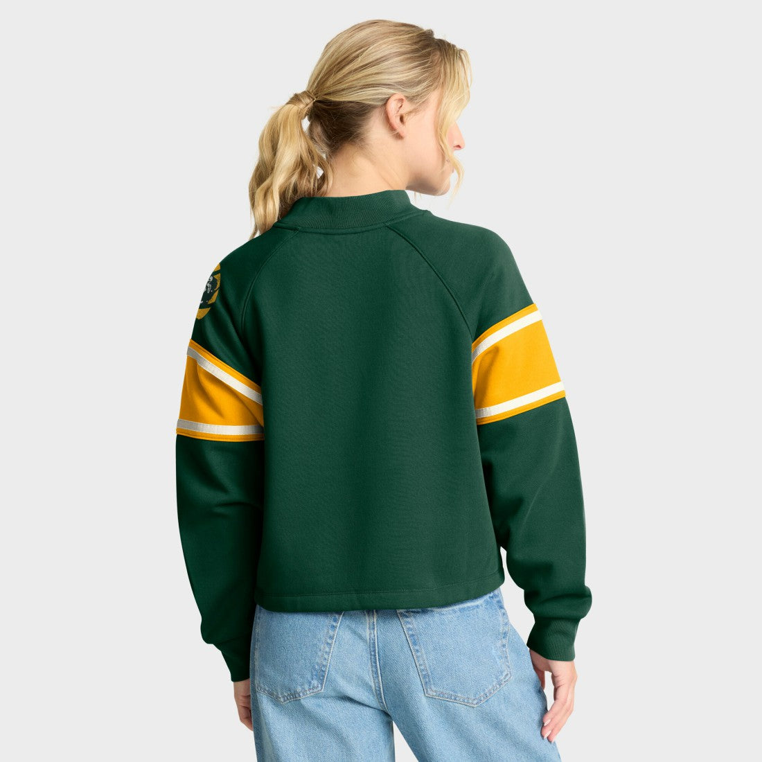 Green Bay Packers Oversized Hometown Toss Sweep Mock Neck Pullover Green