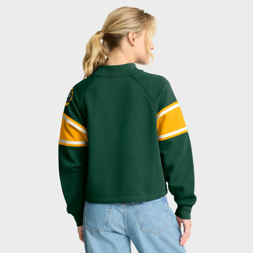 Green Bay Packers Oversized Hometown Toss Sweep Mock Neck Pullover Green