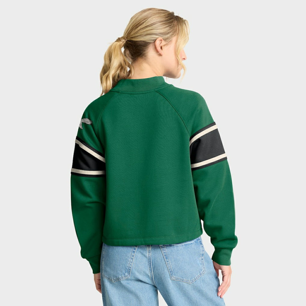 Philadelphia Eagles Oversized Hometown Toss Sweep Mock Neck Pullover Kelly Green
