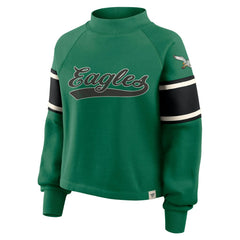Philadelphia Eagles Oversized Hometown Toss Sweep Mock Neck Pullover Kelly Green