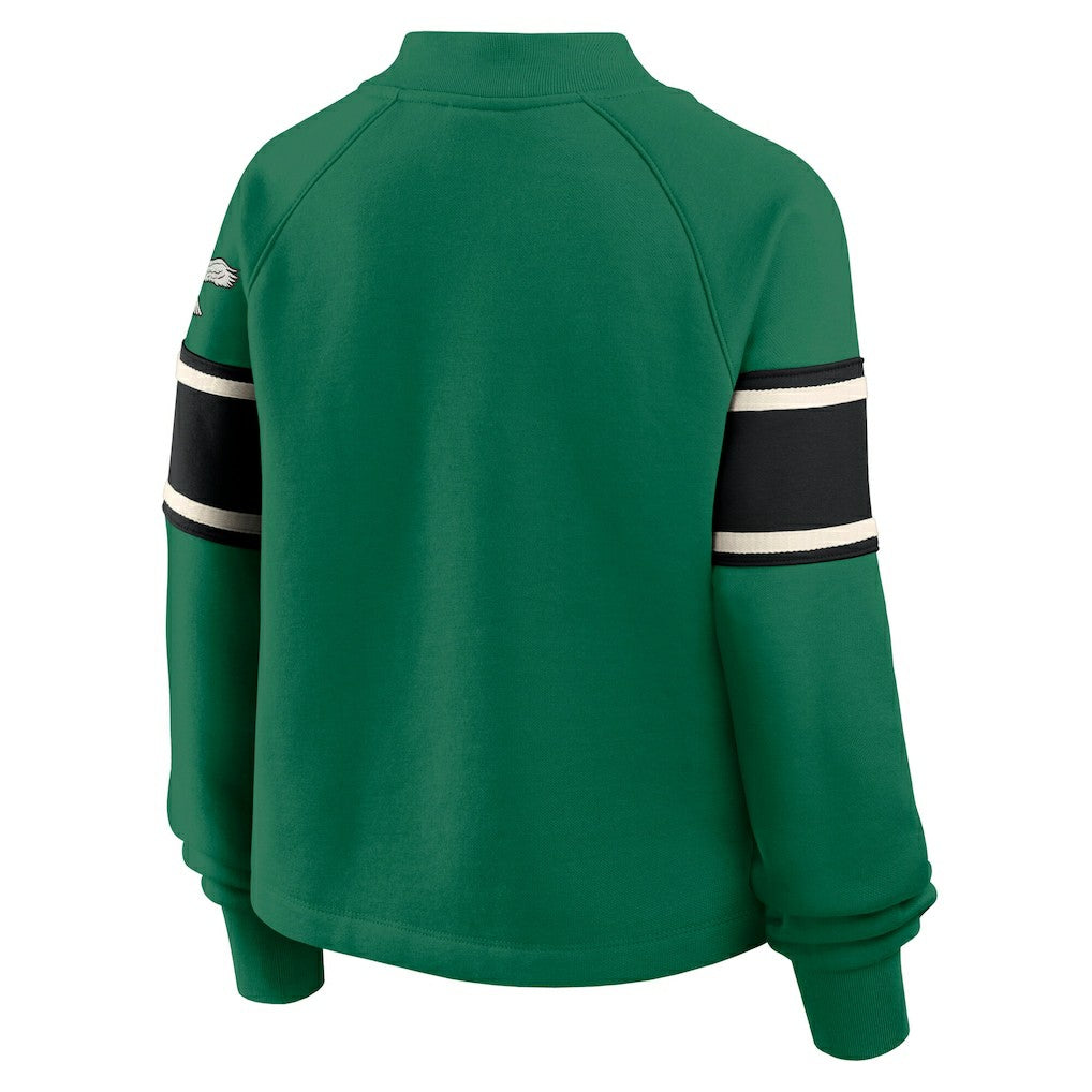 Philadelphia Eagles Oversized Hometown Toss Sweep Mock Neck Pullover Kelly Green