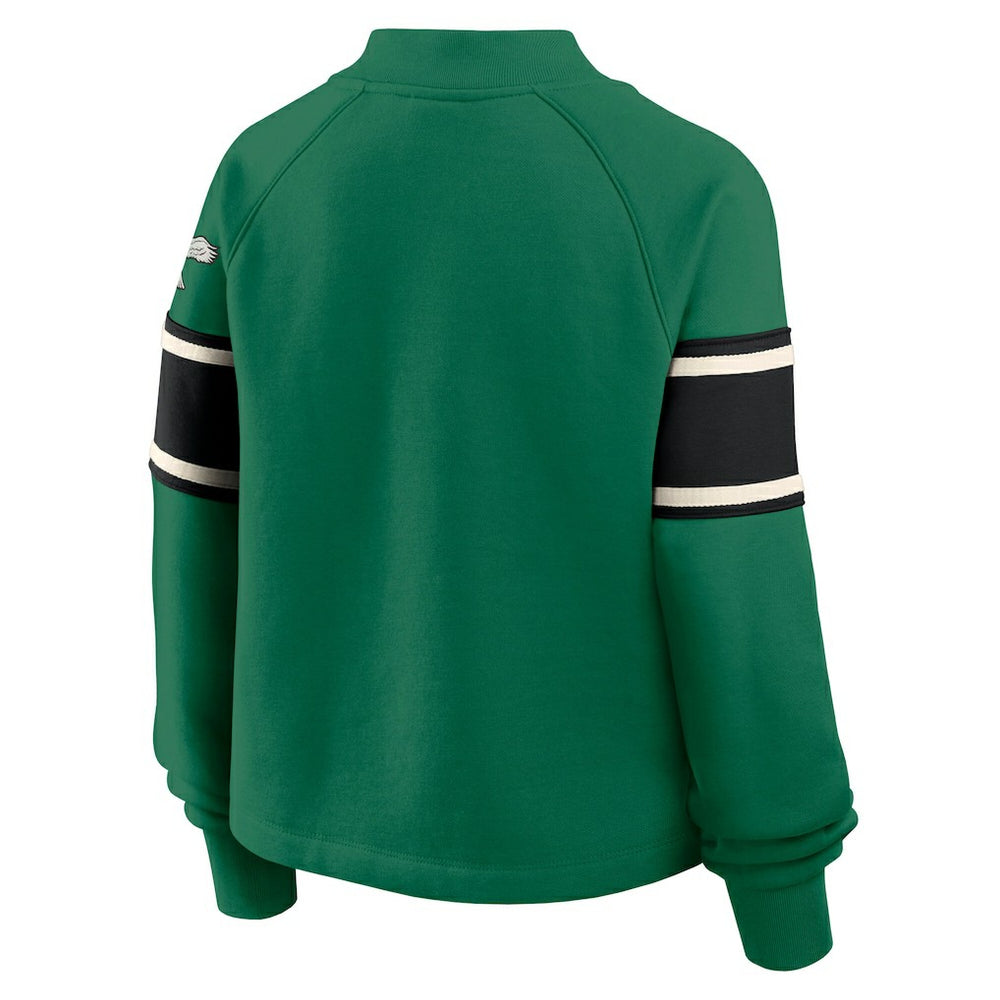 Philadelphia Eagles Oversized Hometown Toss Sweep Mock Neck Pullover Kelly Green