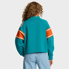 Miami Dolphins Oversized Hometown Toss Sweep Mock Neck Pullover Aqua