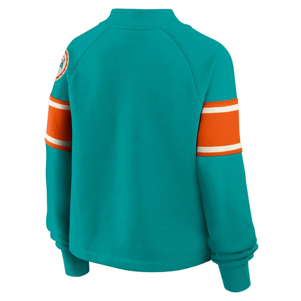 Miami Dolphins Oversized Hometown Toss Sweep Mock Neck Pullover Aqua