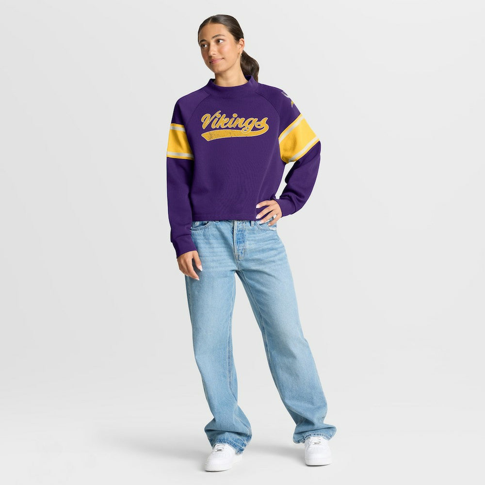 Minnesota Vikings Oversized Hometown Toss Sweep Mock Neck Pullover Purple