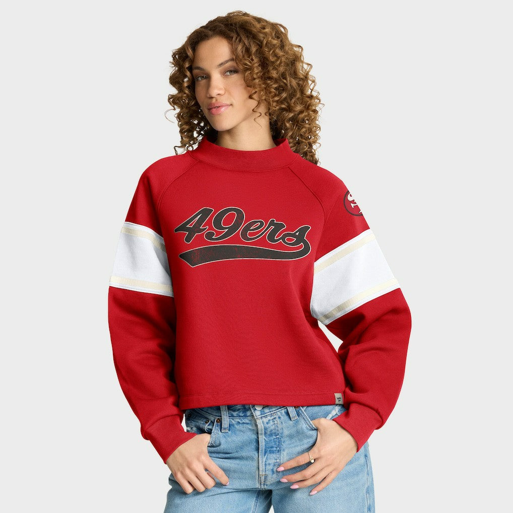 San Francisco 49ers Oversized Hometown Toss Sweep Mock Neck Pullover Scarlet