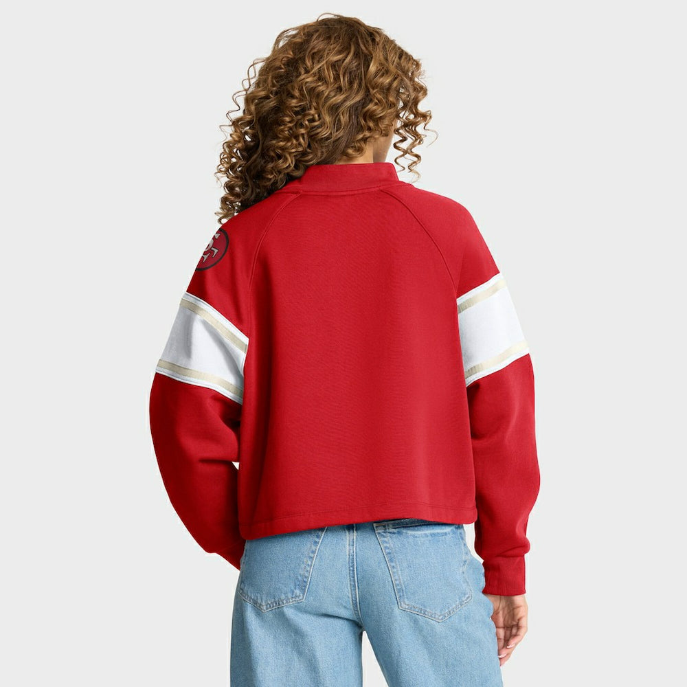 San Francisco 49ers Oversized Hometown Toss Sweep Mock Neck Pullover Scarlet