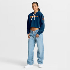 Chicago Bears Women's Oversized Hometown Heritage Cropped Hoodie Navy