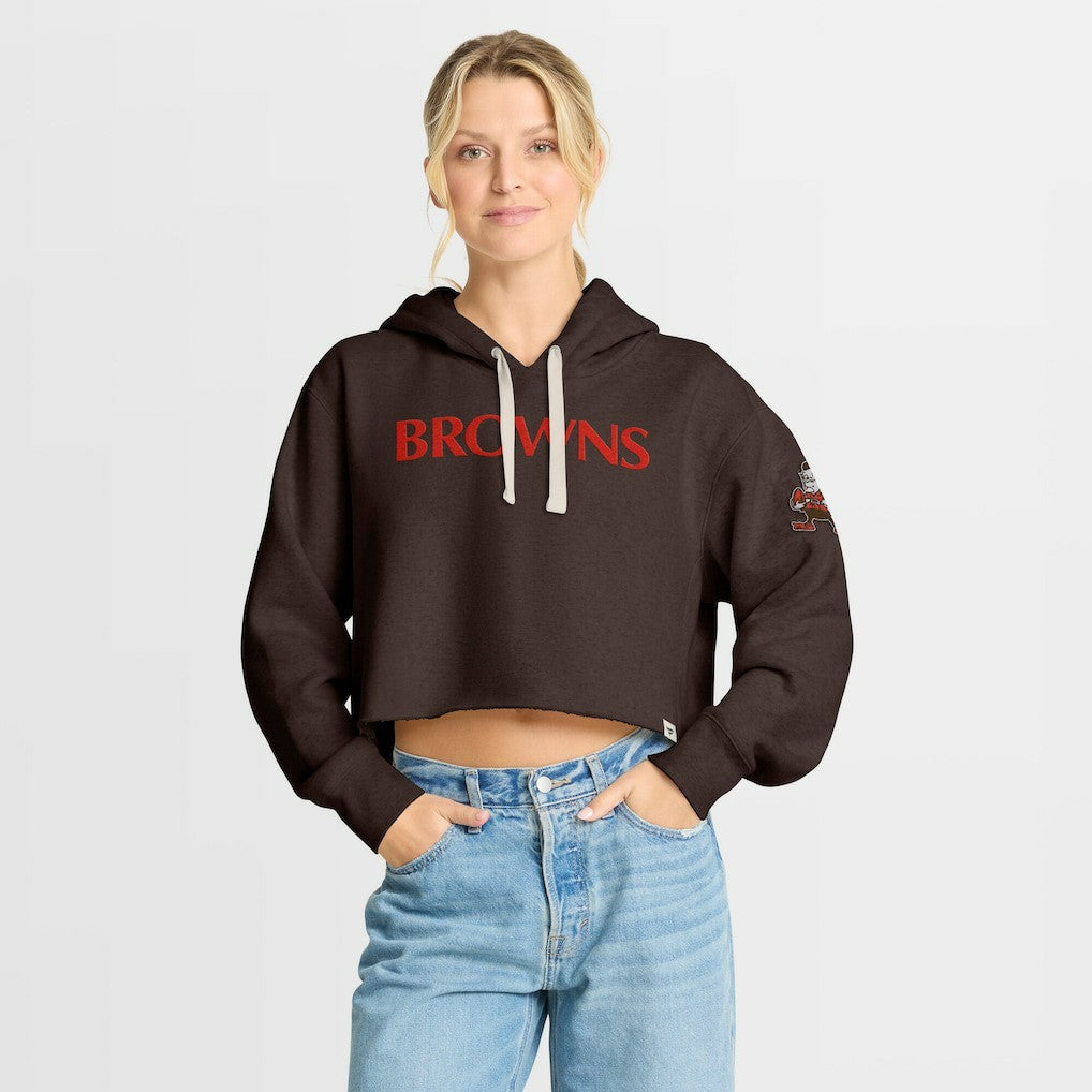 Cleveland Browns Women's Oversized Hometown Heritage Cropped Hoodie Brown