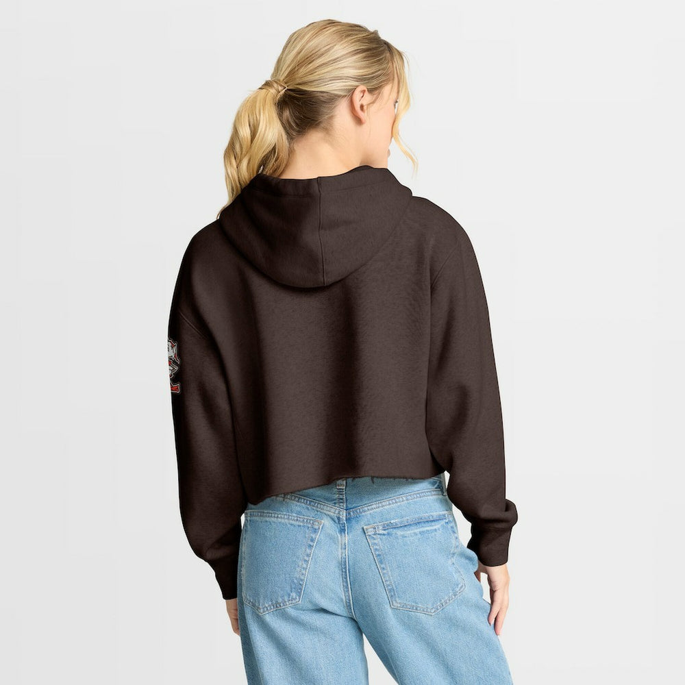 Cleveland Browns Women's Oversized Hometown Heritage Cropped Hoodie Brown