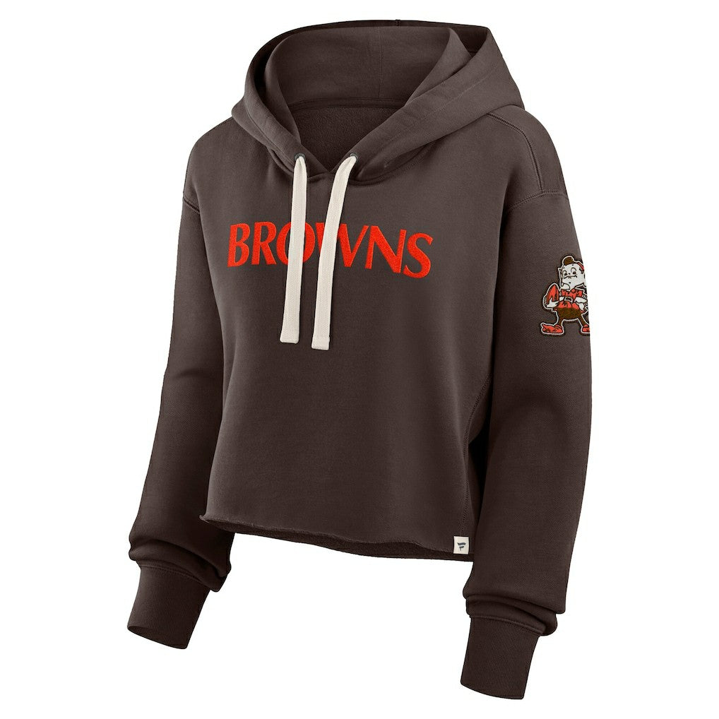 Cleveland Browns Women's Oversized Hometown Heritage Cropped Hoodie Brown
