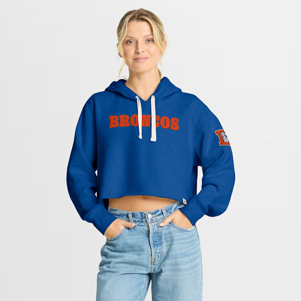 Denver Broncos Women's Oversized Hometown Heritage Cropped Hoodie Royal