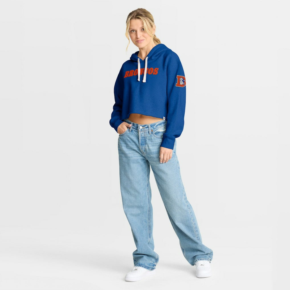 Denver Broncos Women's Oversized Hometown Heritage Cropped Hoodie Royal