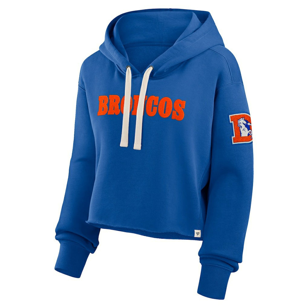 Denver Broncos Women's Oversized Hometown Heritage Cropped Hoodie Royal