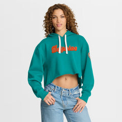 Miami Dolphins Women's Oversized Hometown Heritage Cropped Hoodie Aqua